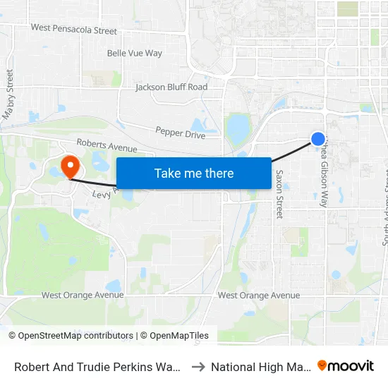 Robert And Trudie Perkins Way at Althea Gibson Way Wb to National High Magnetic Field Lab map