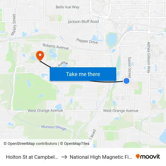 Holton St at Campbell St Sb to National High Magnetic Field Lab map