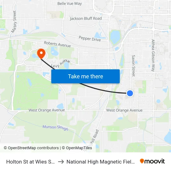 Holton St at Wies St Sb to National High Magnetic Field Lab map