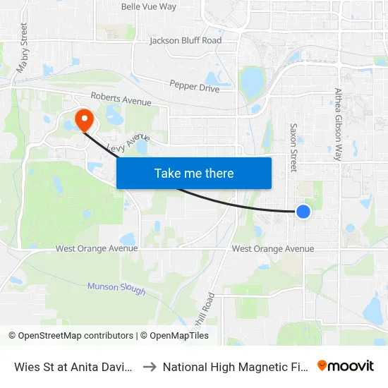 Wies St at Anita Davis Pl Eb to National High Magnetic Field Lab map