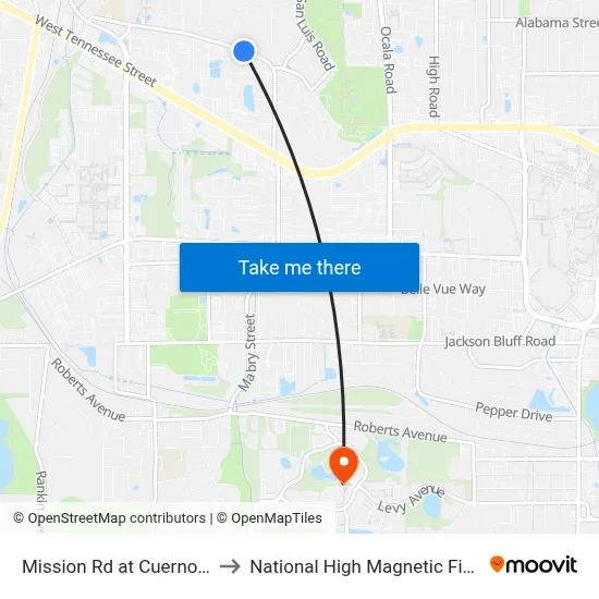 Mission Rd at Cuerno St Eb to National High Magnetic Field Lab map