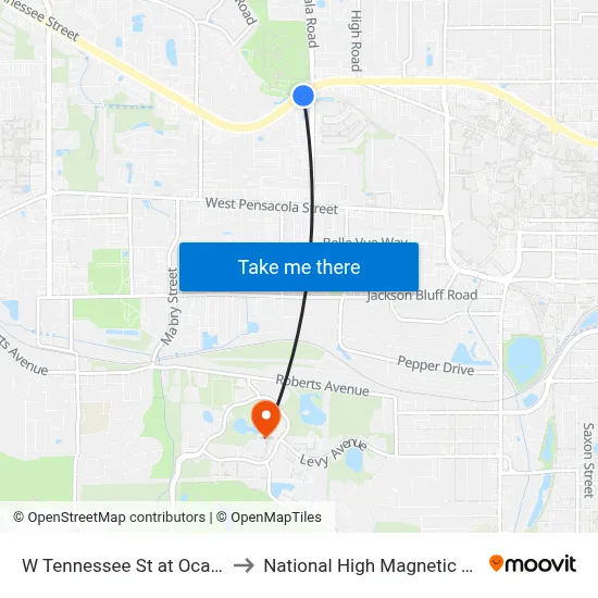 W Tennessee St at Ocala Rd Eb to National High Magnetic Field Lab map