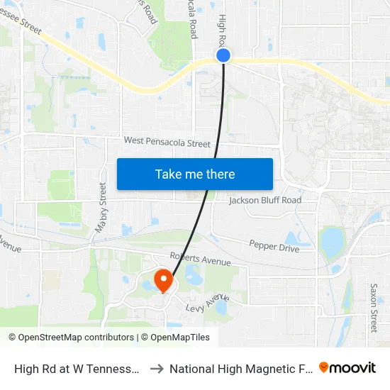 High Rd at W Tennessee St Sb to National High Magnetic Field Lab map