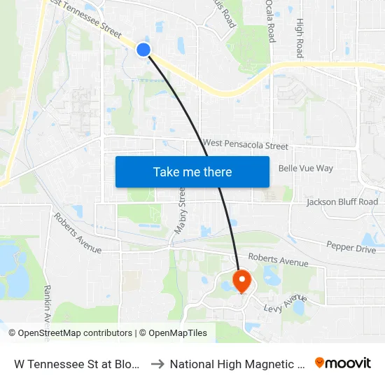 W Tennessee St at Block Ct Wb to National High Magnetic Field Lab map