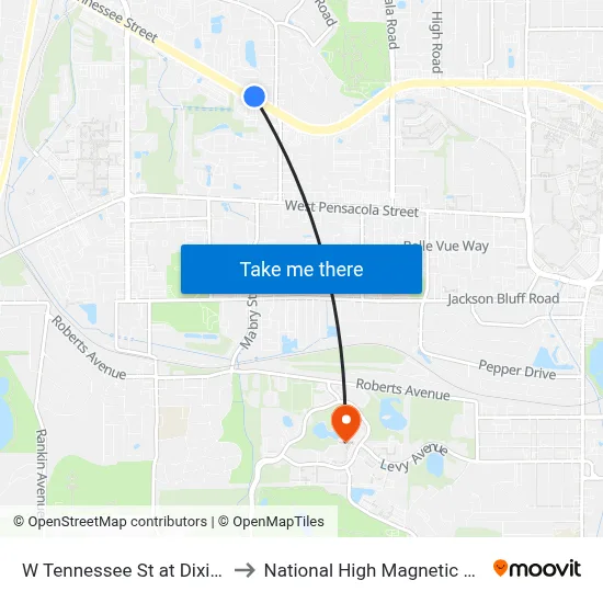W Tennessee St at Dixie Dr Wb to National High Magnetic Field Lab map