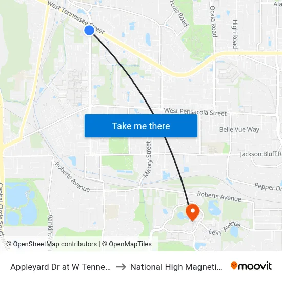 Appleyard Dr at W Tennessee St Sb to National High Magnetic Field Lab map