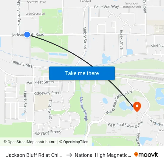 Jackson Bluff Rd at Chipley St Wb to National High Magnetic Field Lab map