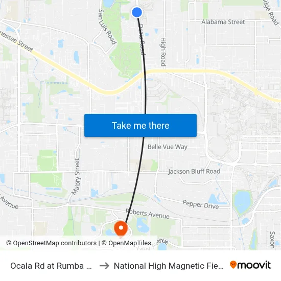 Ocala Rd at Rumba Ln Sb to National High Magnetic Field Lab map