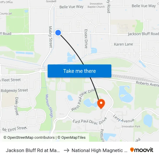 Jackson Bluff Rd at Mabry St Wb to National High Magnetic Field Lab map