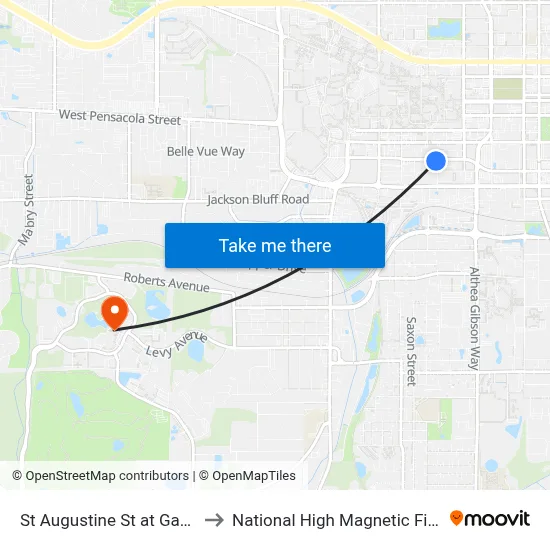 St Augustine St at Gay St Eb to National High Magnetic Field Lab map
