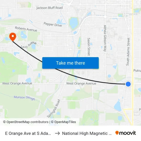 E Orange Ave at S Adams St Eb to National High Magnetic Field Lab map