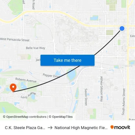C.K. Steele Plaza Gate 18 to National High Magnetic Field Lab map