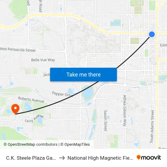 C.K. Steele Plaza Gate 14 to National High Magnetic Field Lab map
