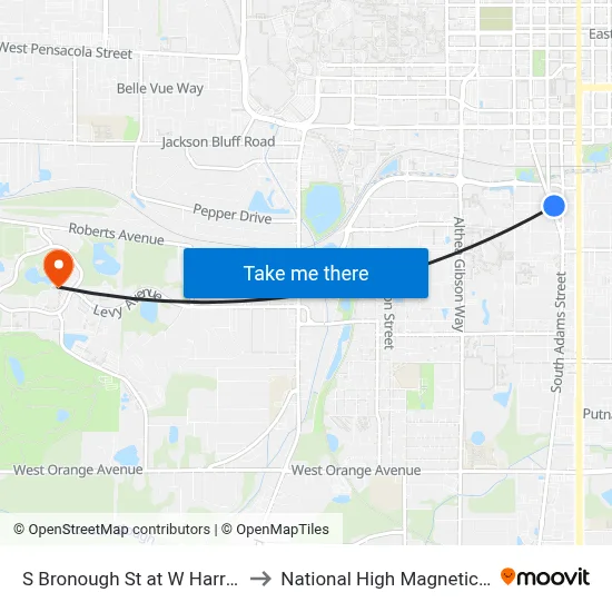 S Bronough St at W Harrison St Nb to National High Magnetic Field Lab map