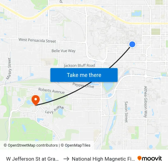 W Jefferson St at Gray St Wb to National High Magnetic Field Lab map