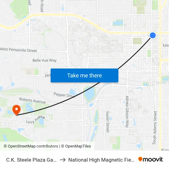 C.K. Steele Plaza Gate 20 to National High Magnetic Field Lab map