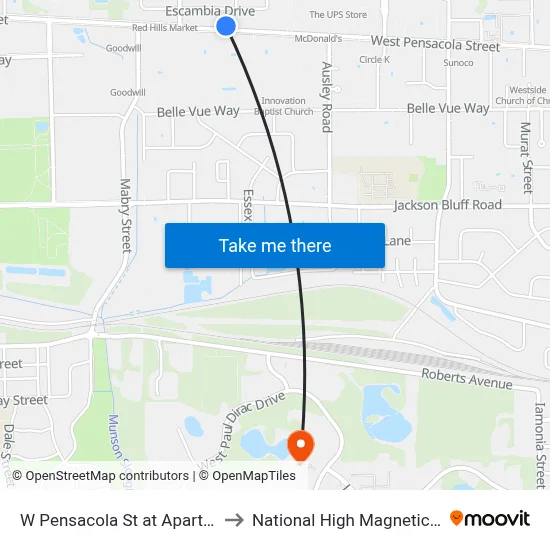 W Pensacola St at Apartments Wb to National High Magnetic Field Lab map