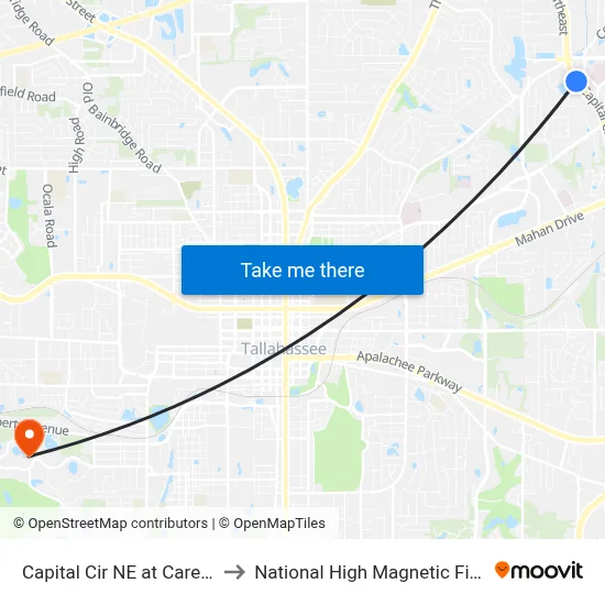 Capital Cir NE at Care Dr Nb to National High Magnetic Field Lab map