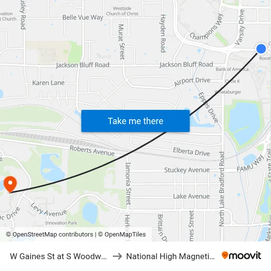 W Gaines St at S Woodward Ave Wb to National High Magnetic Field Lab map