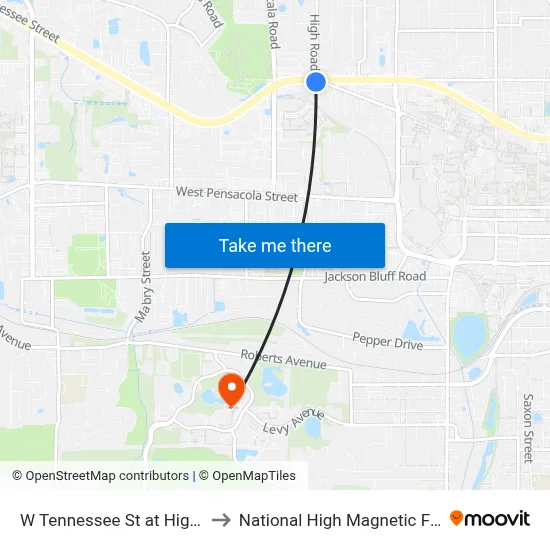 W Tennessee St at High Rd Eb to National High Magnetic Field Lab map