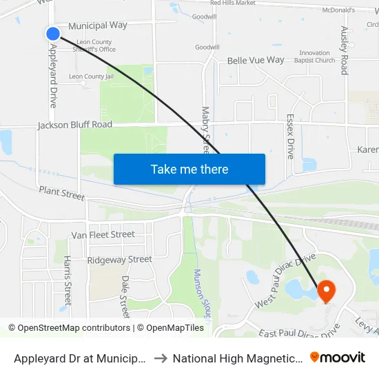Appleyard Dr at Municipal Way Nb to National High Magnetic Field Lab map