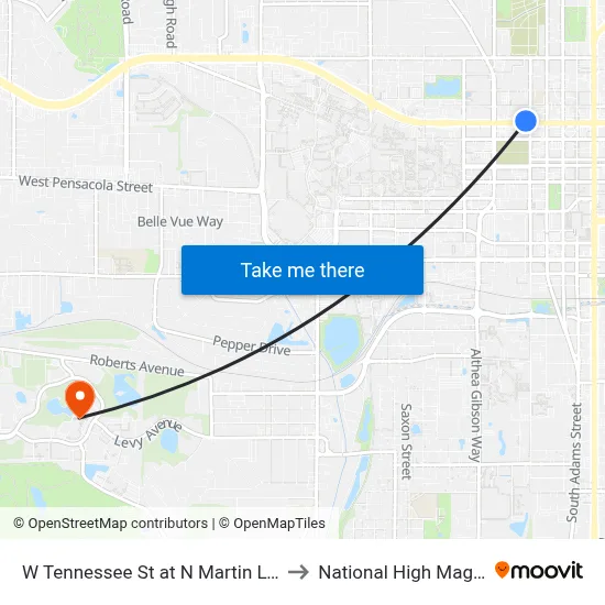 W Tennessee St at N Martin Luther King Jr Blvd Wb to National High Magnetic Field Lab map