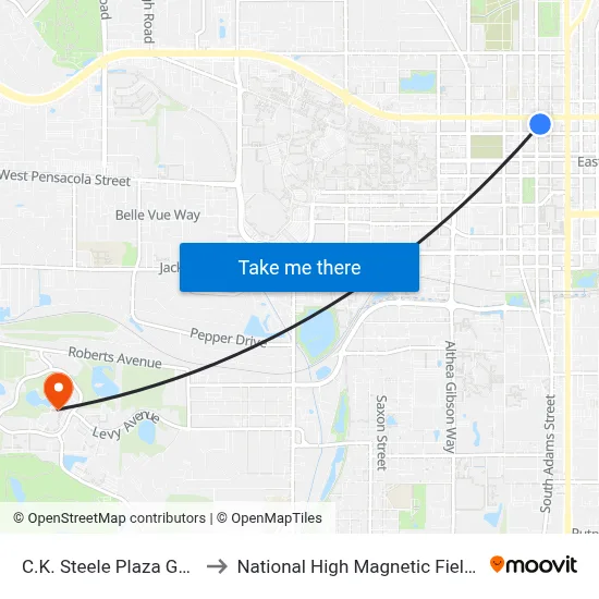 C.K. Steele Plaza Gate 9 to National High Magnetic Field Lab map