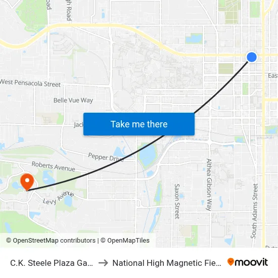 C.K. Steele Plaza Gate 11 to National High Magnetic Field Lab map