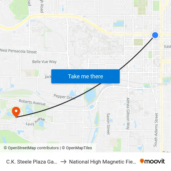 C.K. Steele Plaza Gate 13 to National High Magnetic Field Lab map