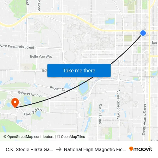 C.K. Steele Plaza Gate 21 to National High Magnetic Field Lab map