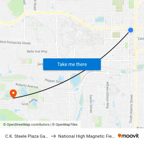 C.K. Steele Plaza Gate 22 to National High Magnetic Field Lab map