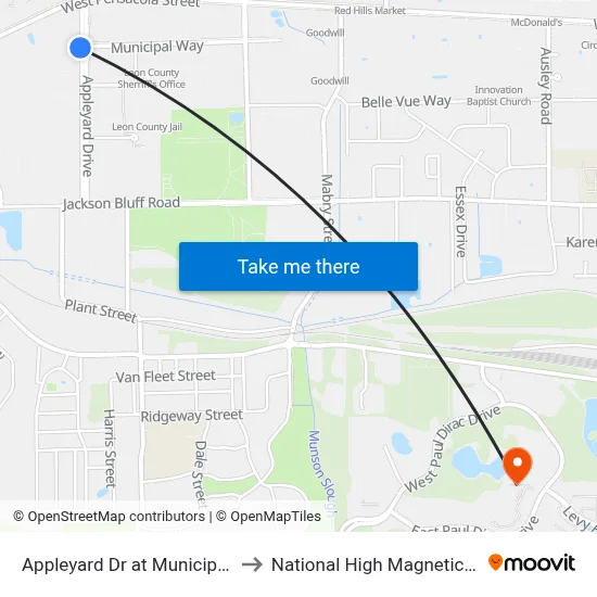 Appleyard Dr at Municipal Way Sb to National High Magnetic Field Lab map
