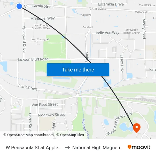 W Pensacola St at Appleyard Dr Wb to National High Magnetic Field Lab map