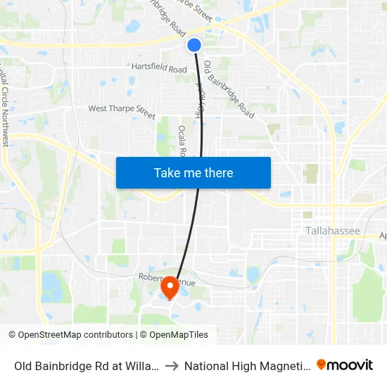 Old Bainbridge Rd at Willamette Rd Sb to National High Magnetic Field Lab map