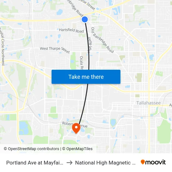 Portland Ave at Mayfair Rd Wb to National High Magnetic Field Lab map