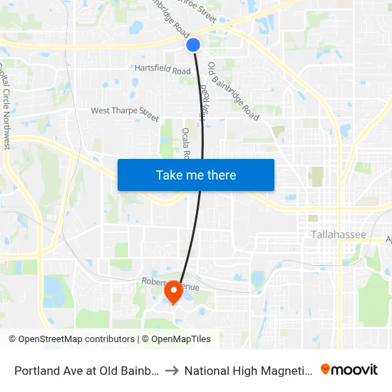 Portland Ave at Old Bainbridge Rd Eb to National High Magnetic Field Lab map