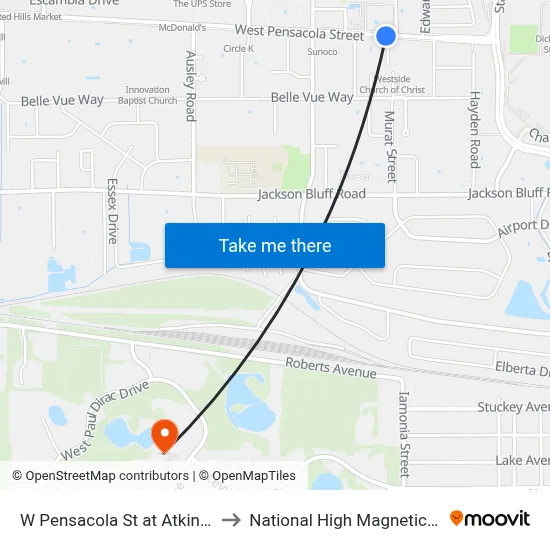 W Pensacola St at Atkinson Dr Eb to National High Magnetic Field Lab map