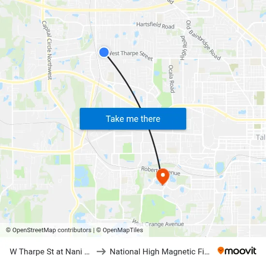 W Tharpe St at Nani Dr Wb to National High Magnetic Field Lab map