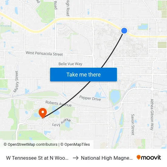 W Tennessee St at N Woodward Ave Wb to National High Magnetic Field Lab map