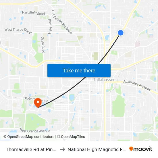 Thomasville Rd at Pine St Nb to National High Magnetic Field Lab map
