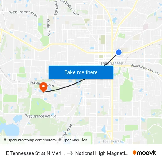 E Tennessee St at N Meridian St Wb to National High Magnetic Field Lab map