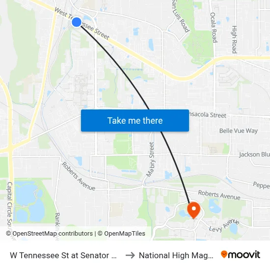 W Tennessee St at Senator Pat Thomas Blvd Eb to National High Magnetic Field Lab map