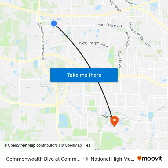 Commonwealth Blvd at Commonwealth Business Dr Eb to National High Magnetic Field Lab map
