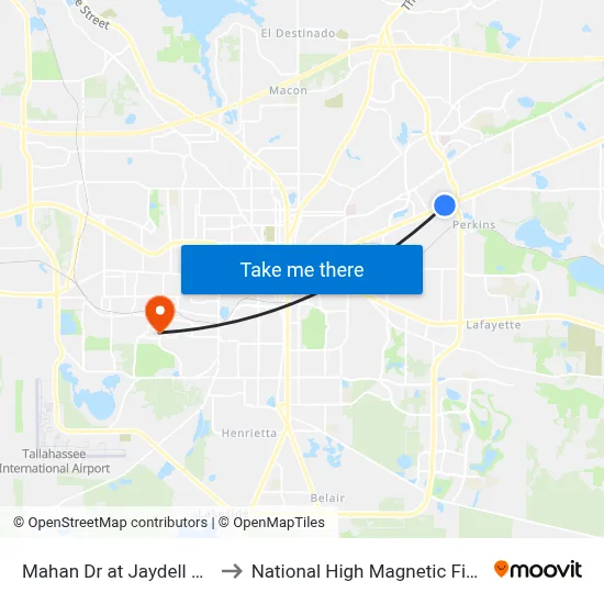 Mahan Dr at Jaydell Cir Wb to National High Magnetic Field Lab map