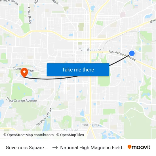 Governors Square Mall to National High Magnetic Field Lab map