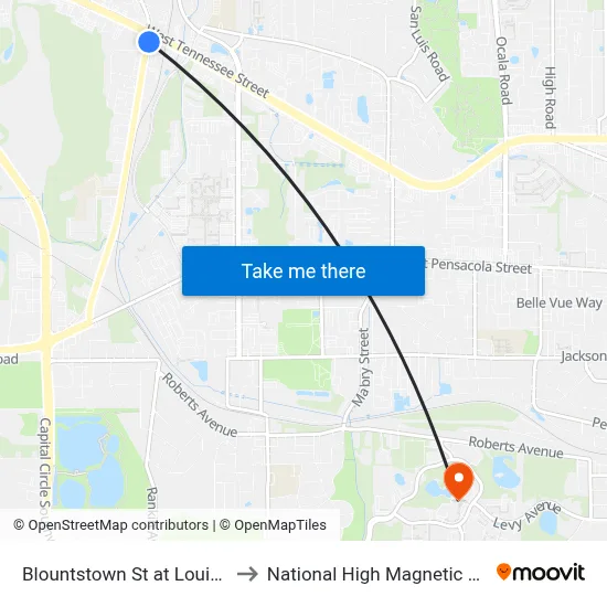 Blountstown St at Louise St Nb to National High Magnetic Field Lab map
