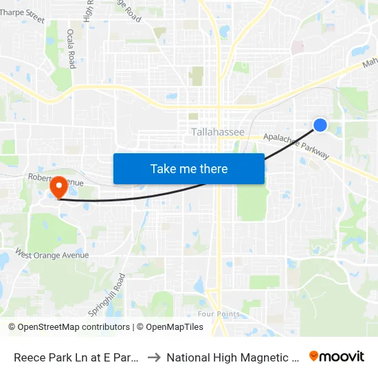 Reece Park Ln at E Park Ave Sb to National High Magnetic Field Lab map