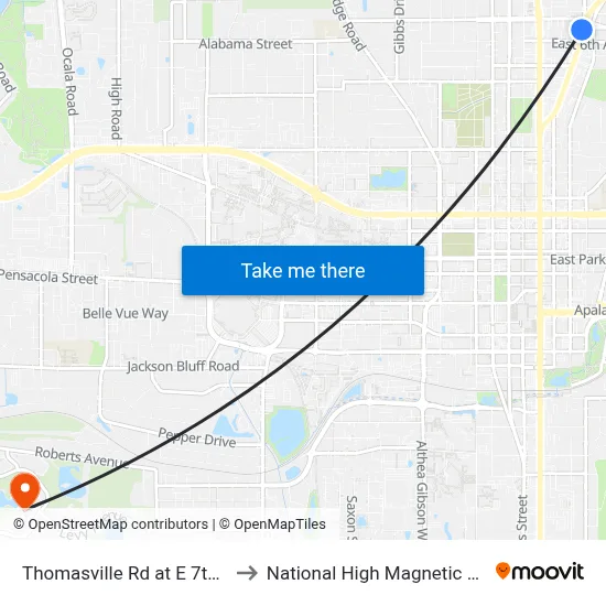 Thomasville Rd at E 7th Ave Sb to National High Magnetic Field Lab map