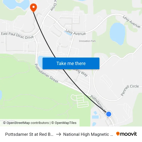 Pottsdamer St at Red Barber Nb to National High Magnetic Field Lab map