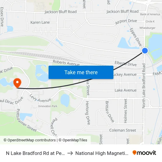 N Lake Bradford Rd at Pepper Dr Nb to National High Magnetic Field Lab map